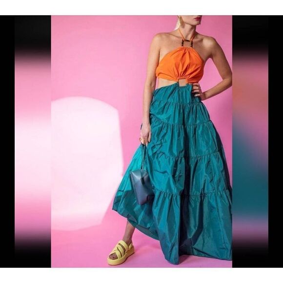 NWOT Staud Dome Taffeta Cut-Out Maxi Dress Size L